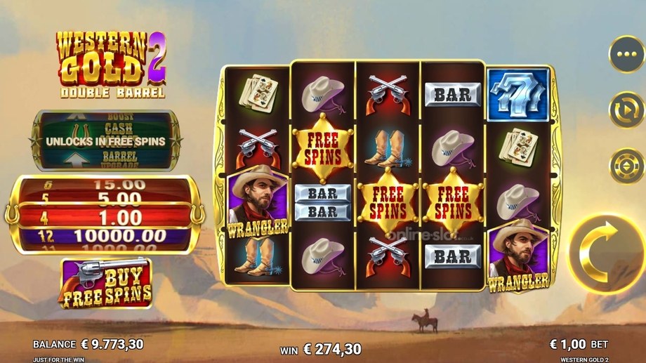 western gold 2 double barrel slot base game
