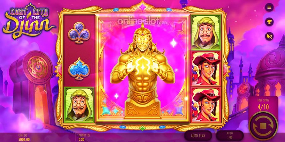 lost city of the djinn slot free spins bonus feature
