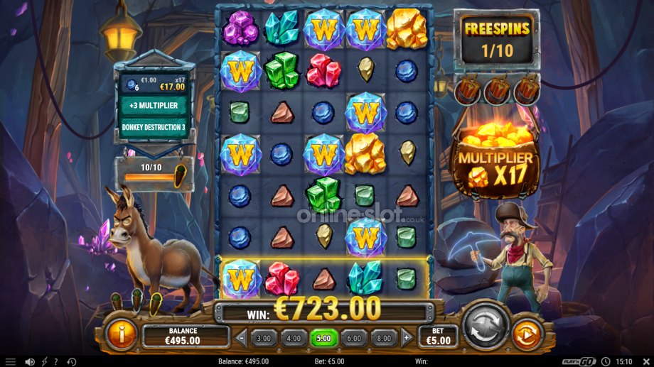 miner donkey trouble slot free spins feature