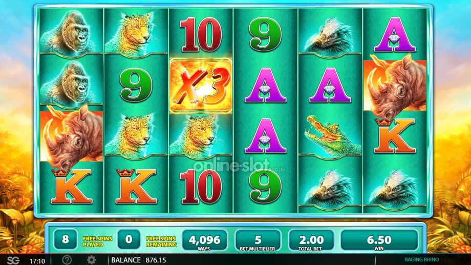 raging rhino slot free spins feature