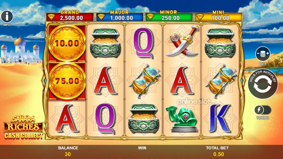 sahara riches cash collect slot base game