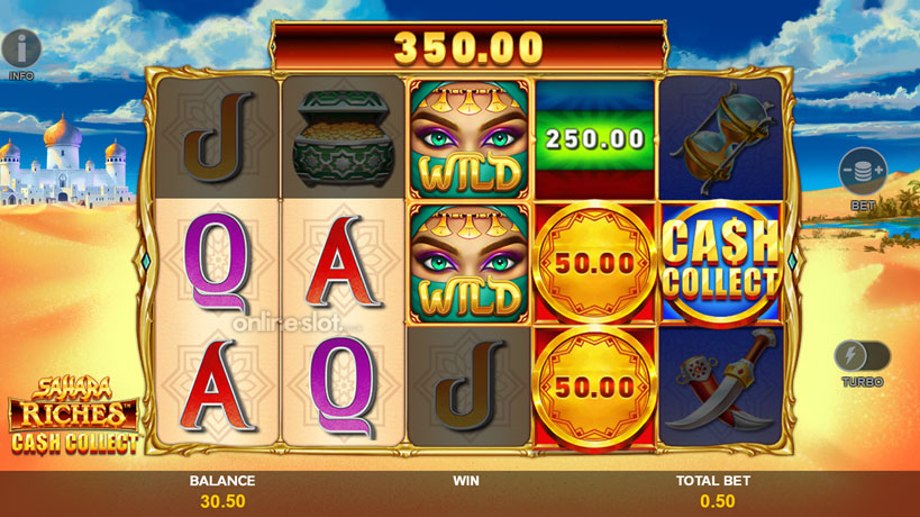 sahara riches cash collect slot cash collect prizes feature