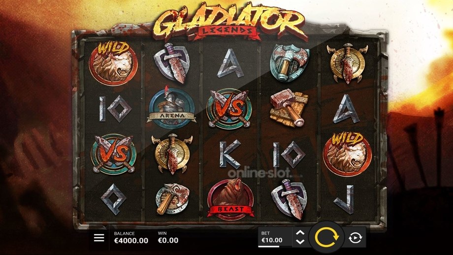 gladiator legends slot base game