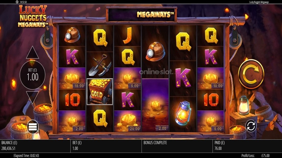 lucky nuggets megaways slot base game