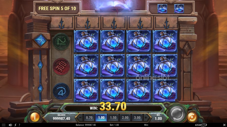 merlins grimoire slot free spins feature
