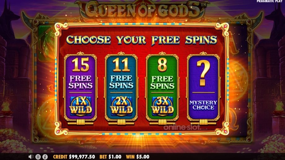 queen of gods slot free spins feature