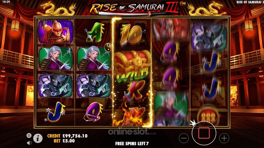 rise of samurai 3 slot free spins feature