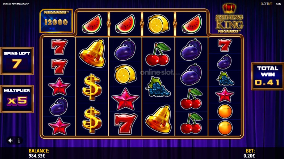 shining king megaways slot free spins feature