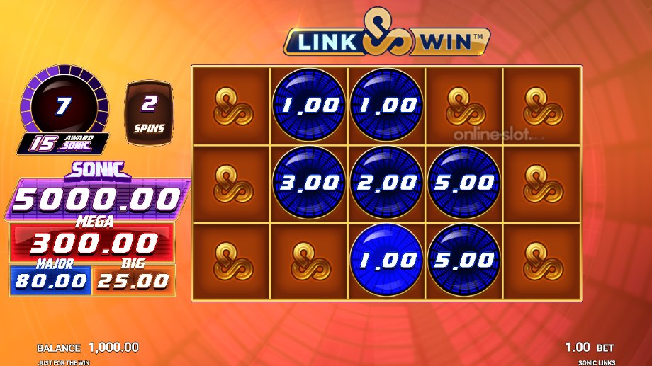 sonic links slot link and win feature