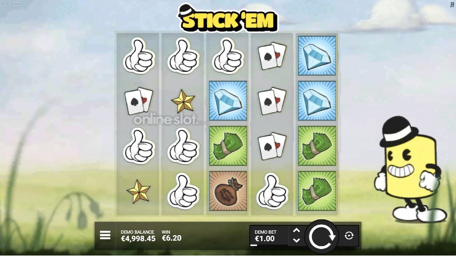 stick em slot stick win spin feature
