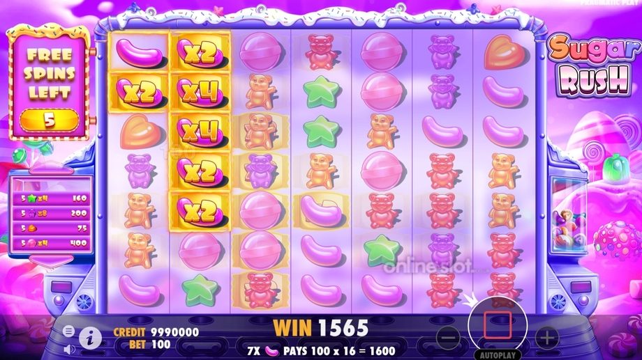 sugar rush slot free spins feature