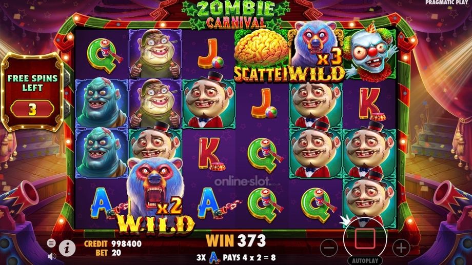 zombie carnival slot free spins feature