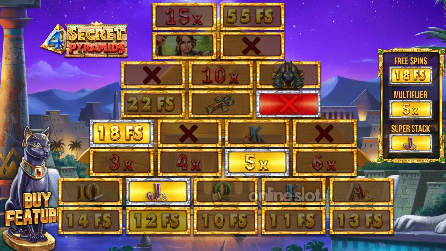4 secret pyramids slot pyramid free spins bonus feature