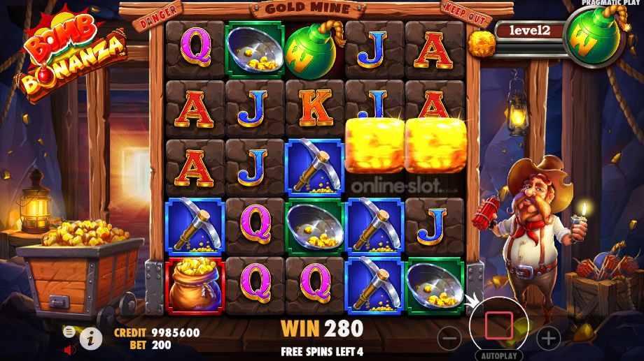 bomb bonanza slot free spins feature