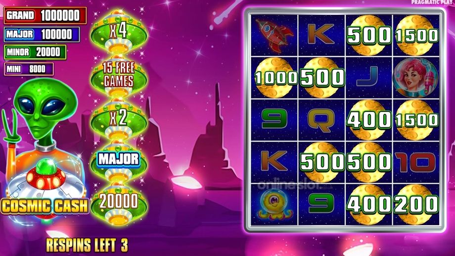 cosmic cash slot respins feature