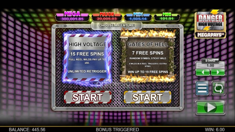 danger high voltage megapays slot free spins features