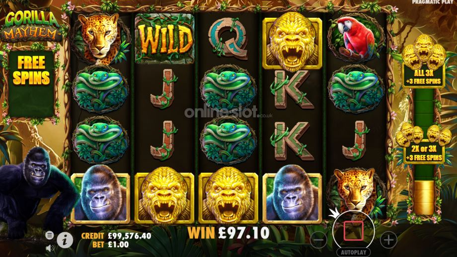 gorilla mayhem slot free spins feature
