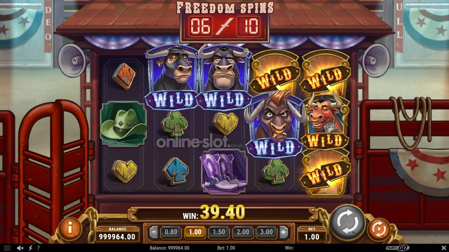 bull in a rodeo slot freedom spins feature