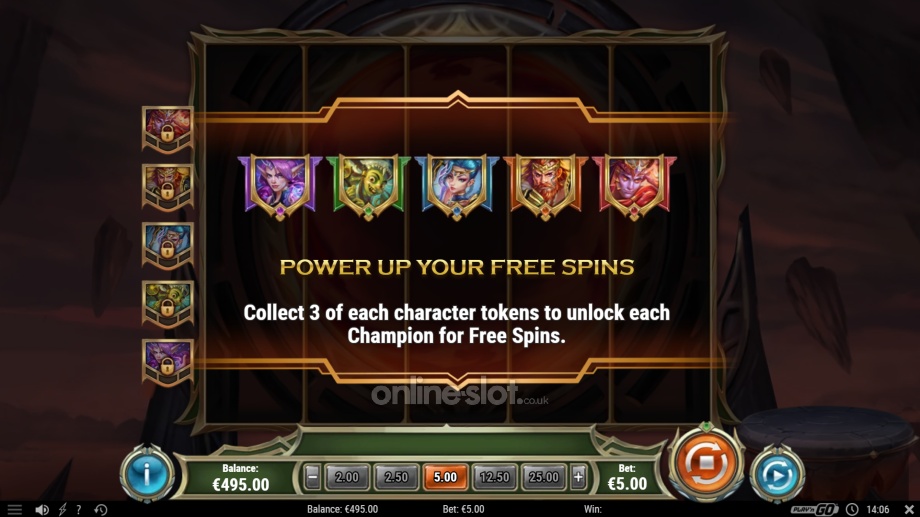 champions of mithrune slot free spins feature