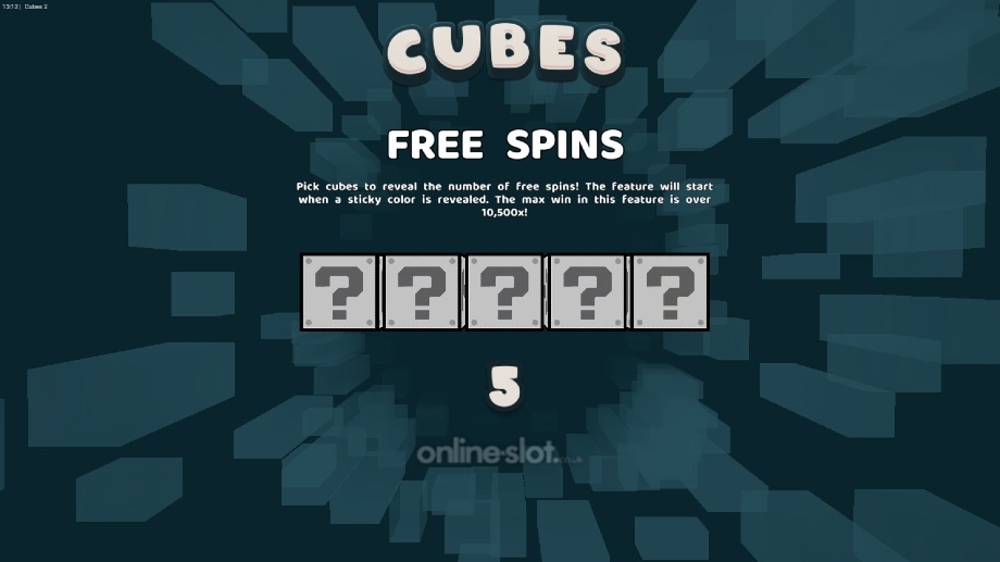 cubes 2 slot free spins feature