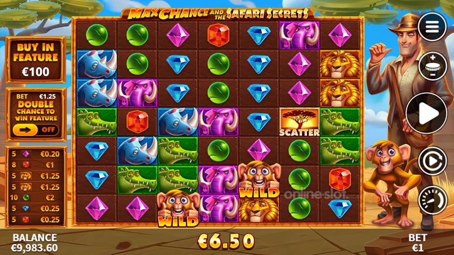 max chance and the safari secrets slot base game