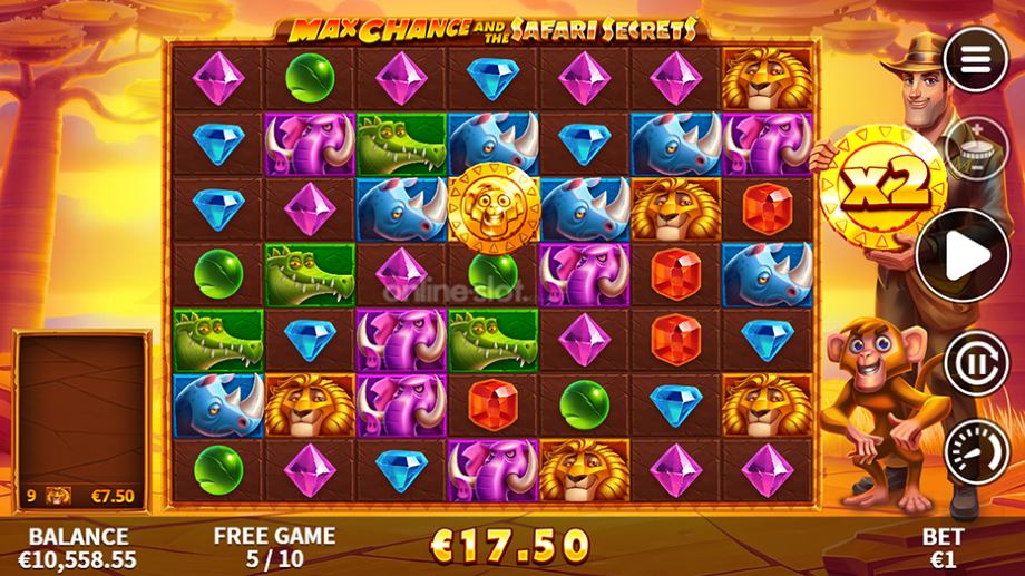 max chance and the safari secrets slot free spins feature