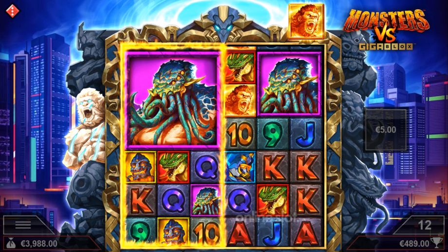 monsters vs gigablox slot free spins feature