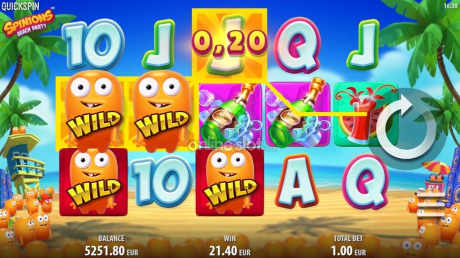 spinions beach party slot base game