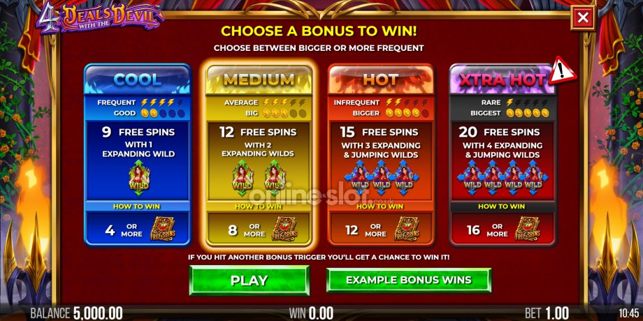 4 deals with the devil slot free spins bonus feature
