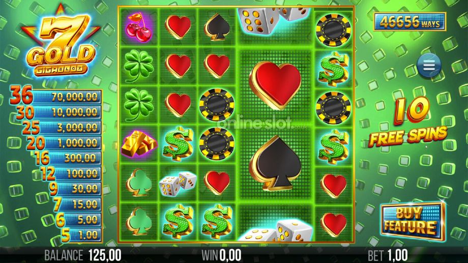 7 gold gigablox slot free spins feature