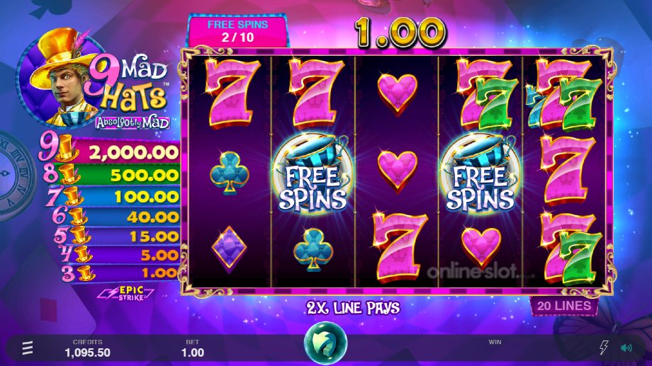 9 mad hats slot free spins feature