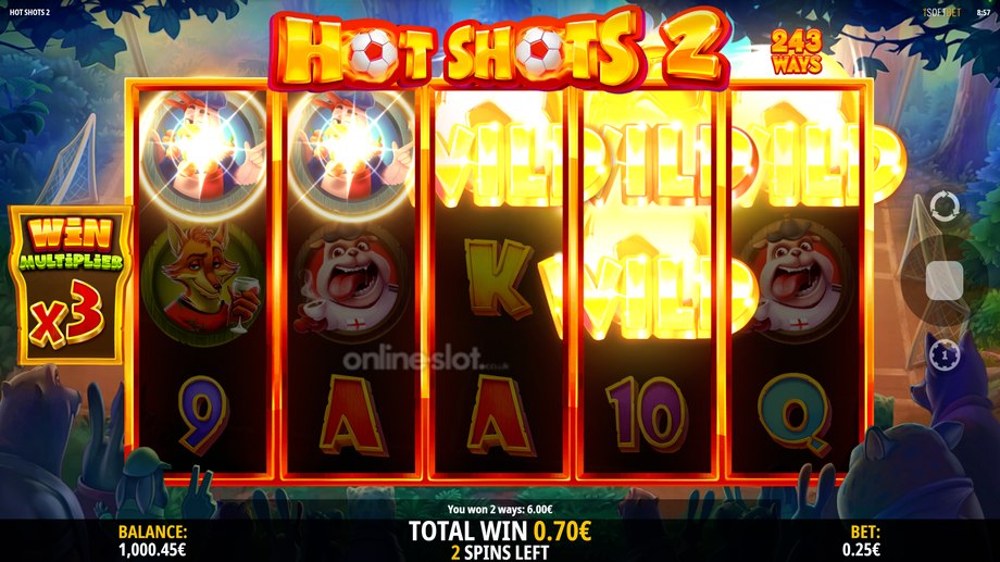 hot shots 2 slot free spins feature