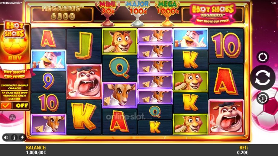 hot shots megaways slot base game