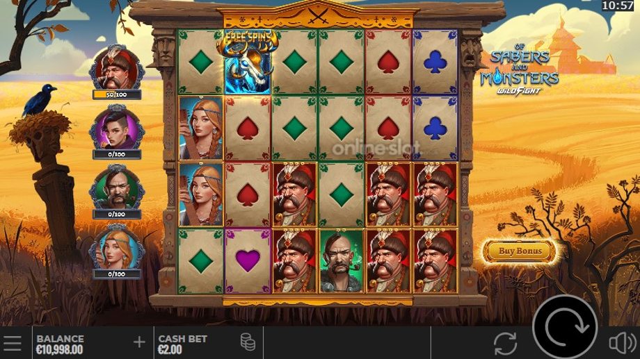 of sabers and monsters slot base game