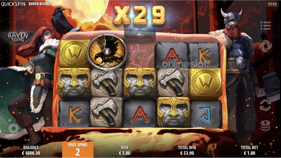 raven rising slot ragnarok free spins feature