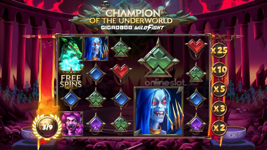 champion of the underworld slot free spins feature