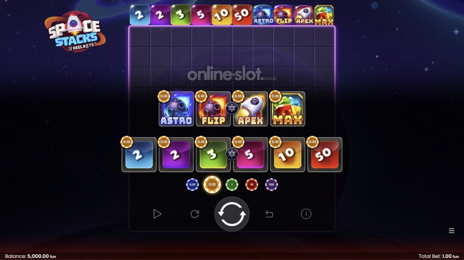 space stacks slot bet selector