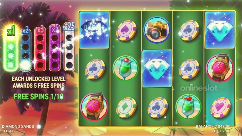 diamond sands slot free spins feature
