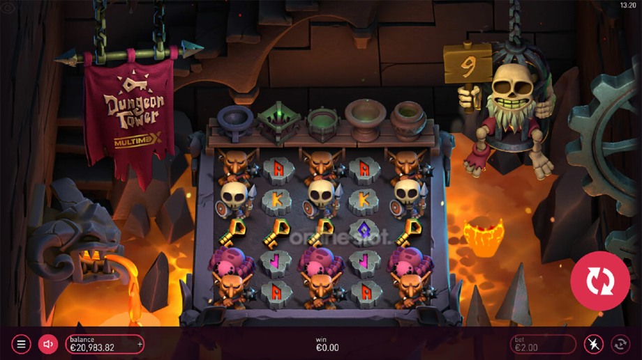 dungeon tower slot free spins feature