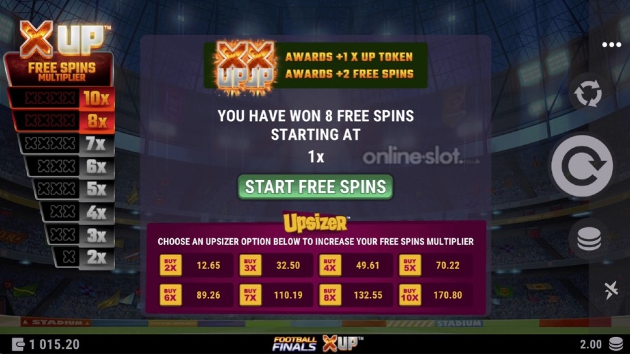 football finals x up slot free spins feature