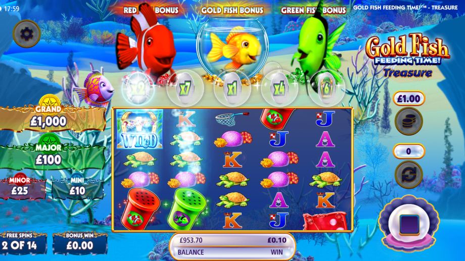 gold fish feeding time treasure slot free spins feature