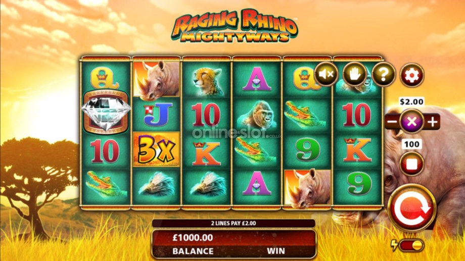 raging rhino mighty ways slot base game