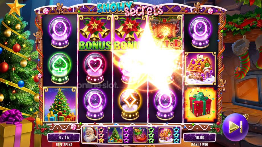 snowy secrets slot free spins feature