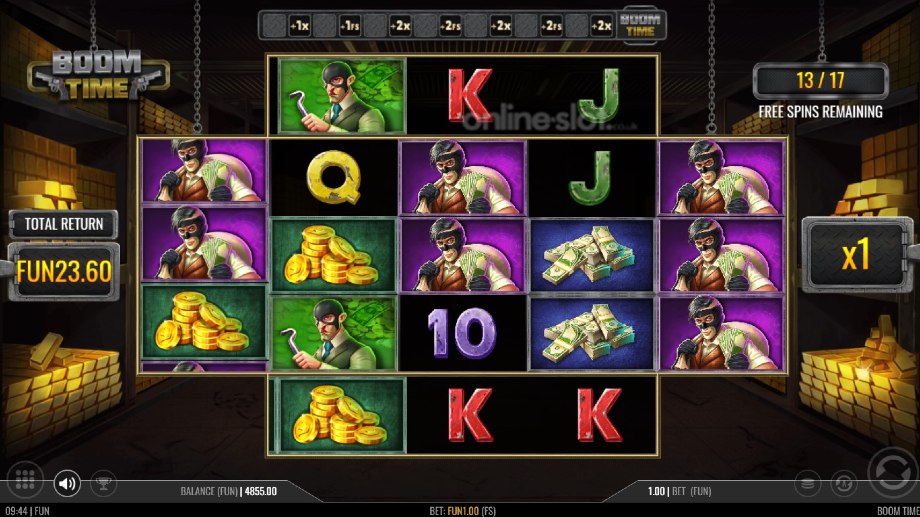 boom time slot free spins feature