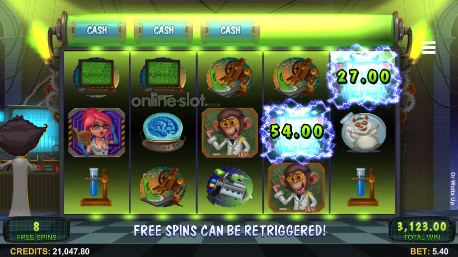 dr watts up slot free spins feature