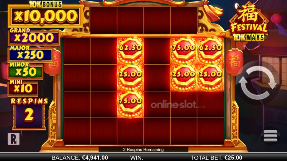 festival 10k ways slot bonus respins feature