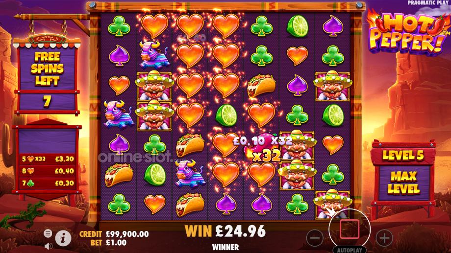 hot pepper slot free spins feature