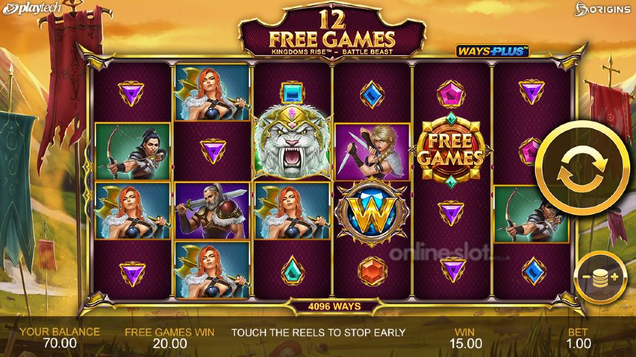 kingdoms rise battle beast slot free games feature