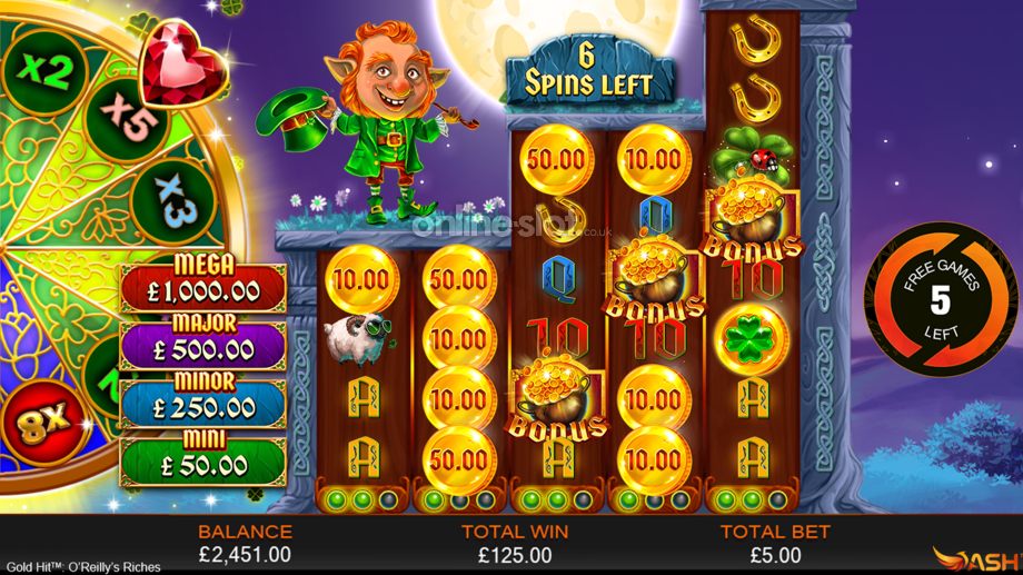 o reillys riches gold hit slot free games feature