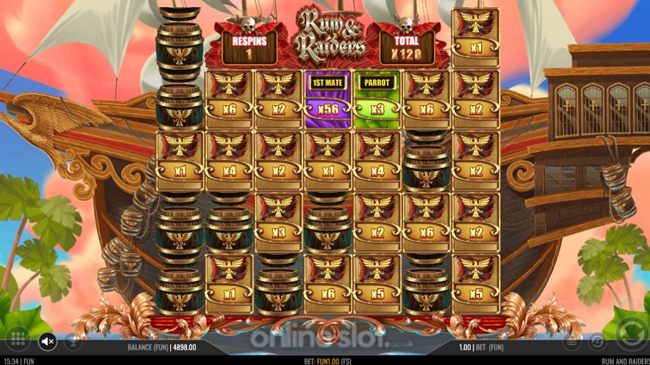rum and raiders slot hold and win feature